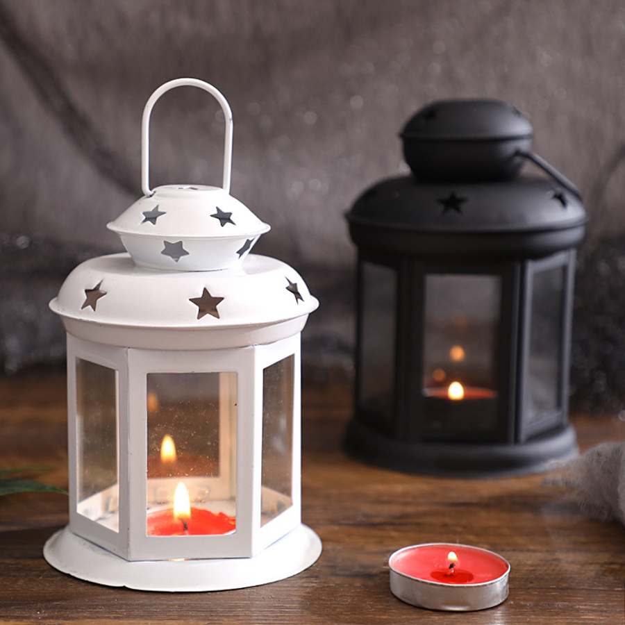 Holiday Candle Set - ハンギングキャンドルランプオーナメントガラスランタンメタルフレーム屋内および屋外のアクティビティ、誕生日パーティー、結婚式に最適