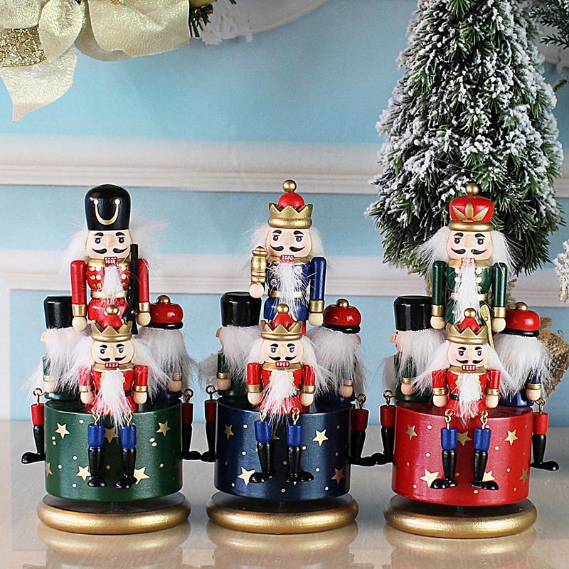 Nutcracker Figurine - クリスマスの手描きのくるみ割り人形のオルゴール、面白い音楽の置物の装飾、カラフルな回転