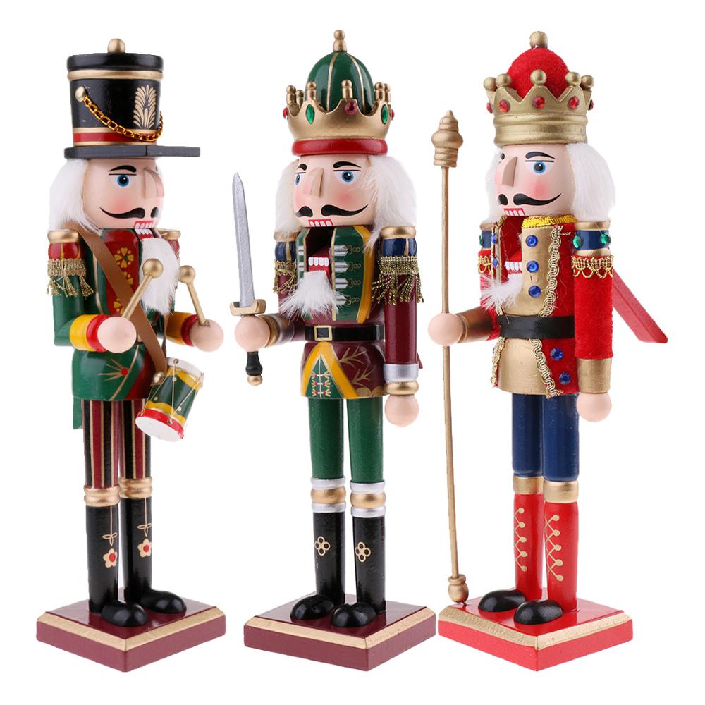 Nutcracker Figurine - 木製の置物,30cm,3個ピース/ロット,花壇,装飾品,クリスマスの装飾