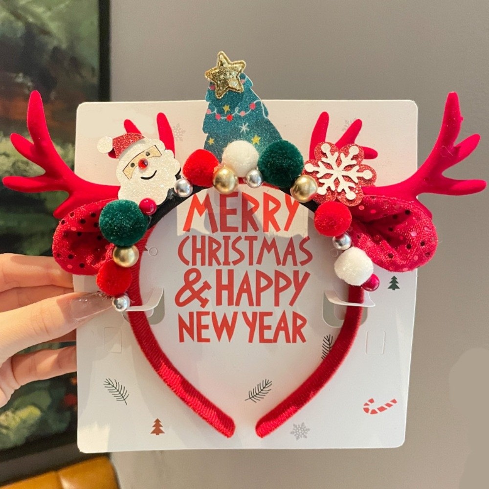かわいい赤いベルベットの鹿の角ヘアバンド ベルベットリボン  - Reindeer Antlers Headband のレビューと価格