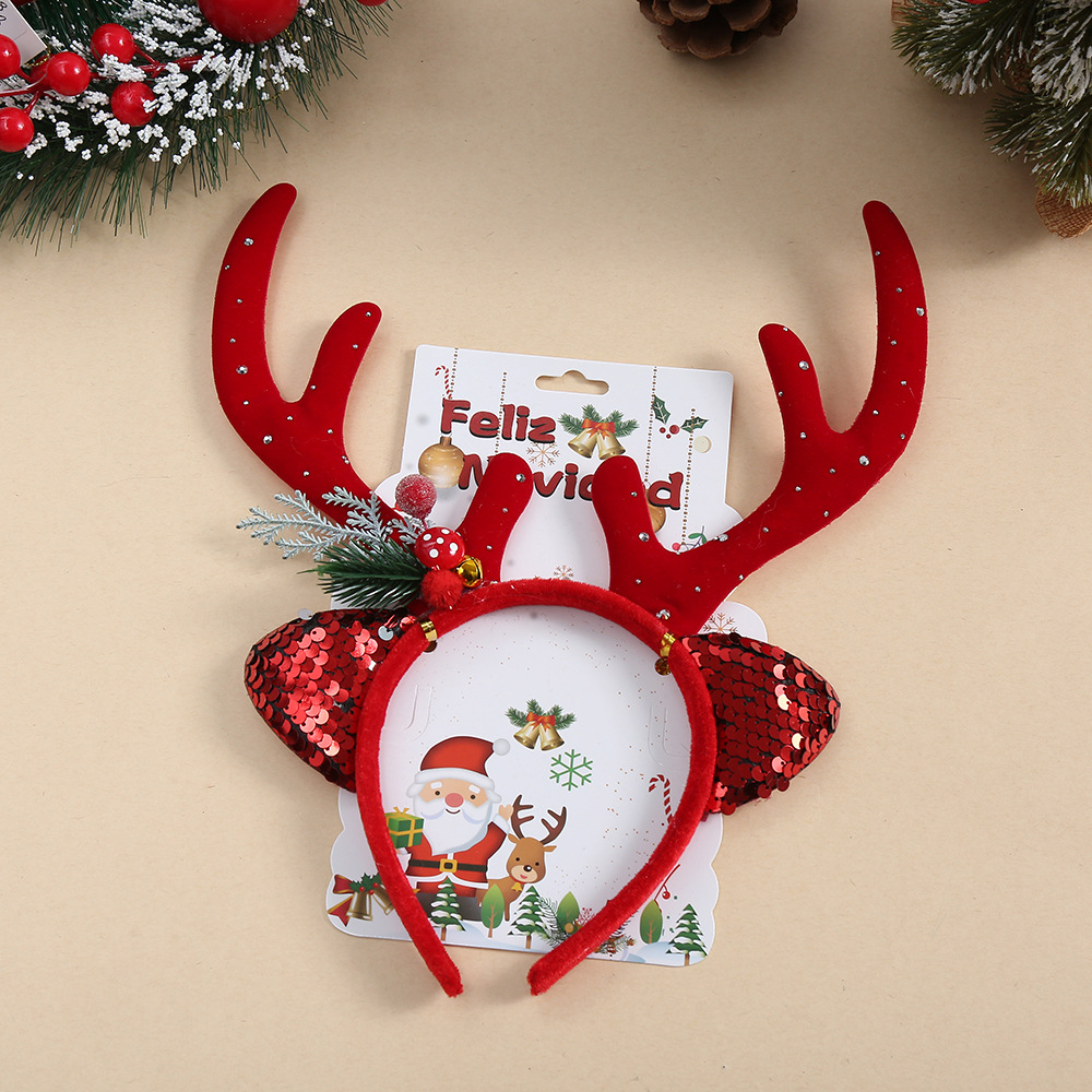 1個入り、子供用クリスマス・スパンコール・トナカイの角のヘア - Reindeer Antlers Headband のレビューと価格