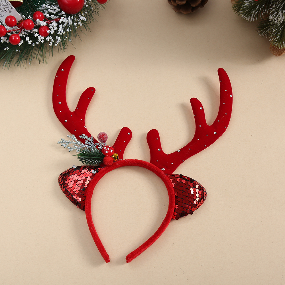 1個入り、子供用クリスマス・スパンコール・トナカイの角のヘア - Reindeer Antlers Headband のレビューと価格