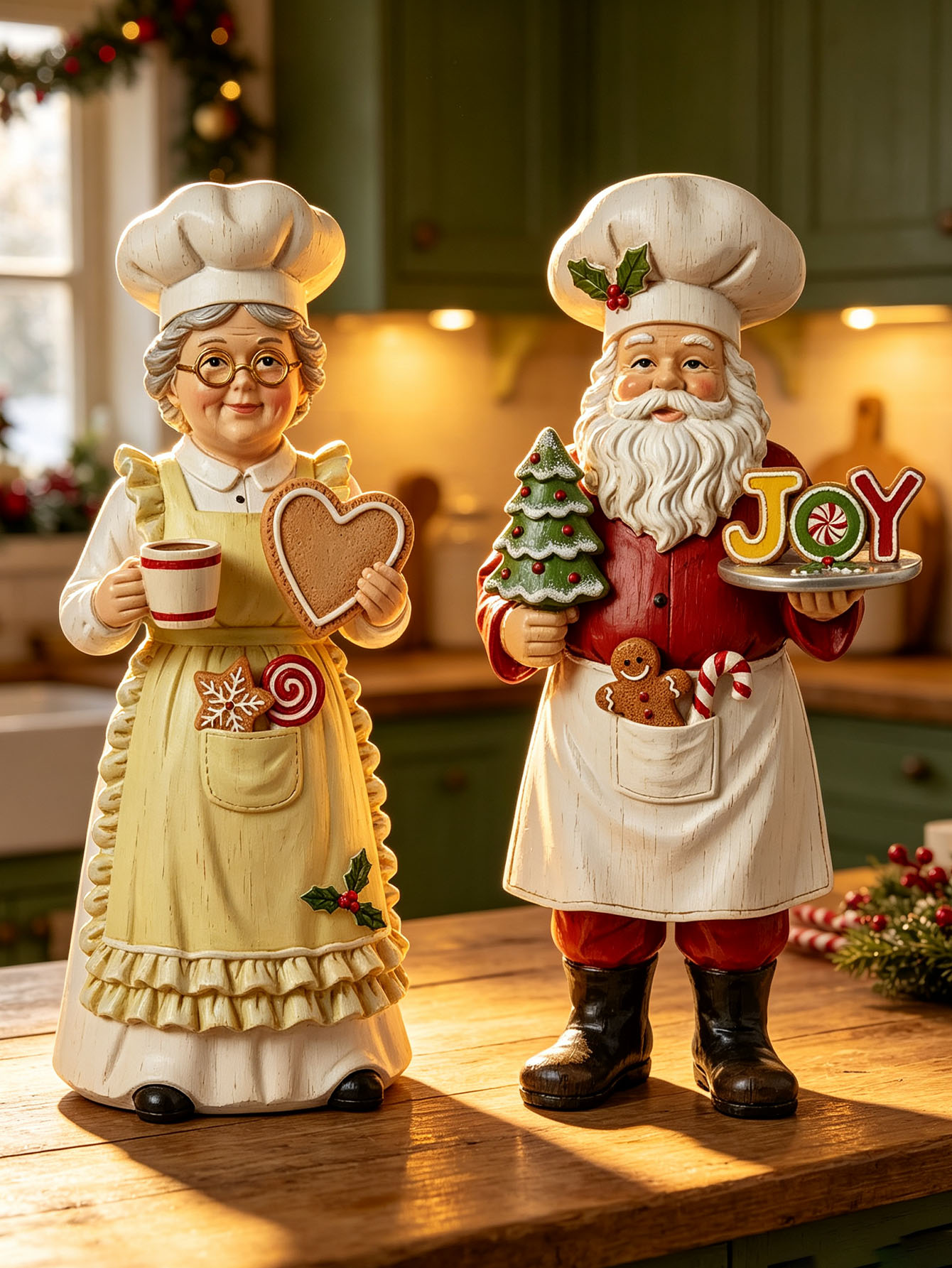 クリスマスオーナメント「シェフ・サンタクロースとミセス・サン - Nutcracker Figurine のレビューと価格