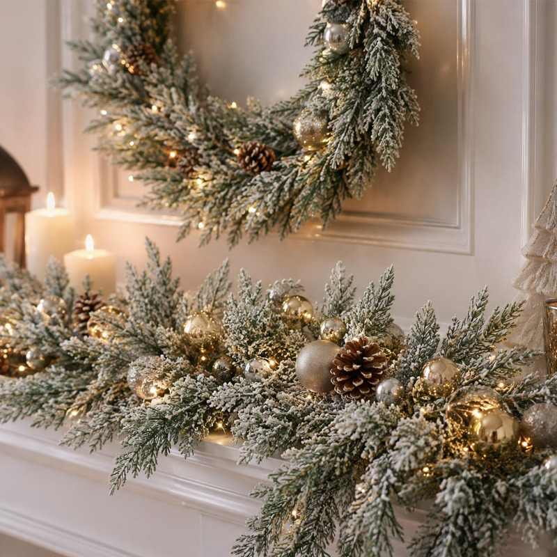 25CM 人工雪の結晶付き松の枝 クリスマス用フェイクグリー - Christmas Tree Artificial のレビューと価格