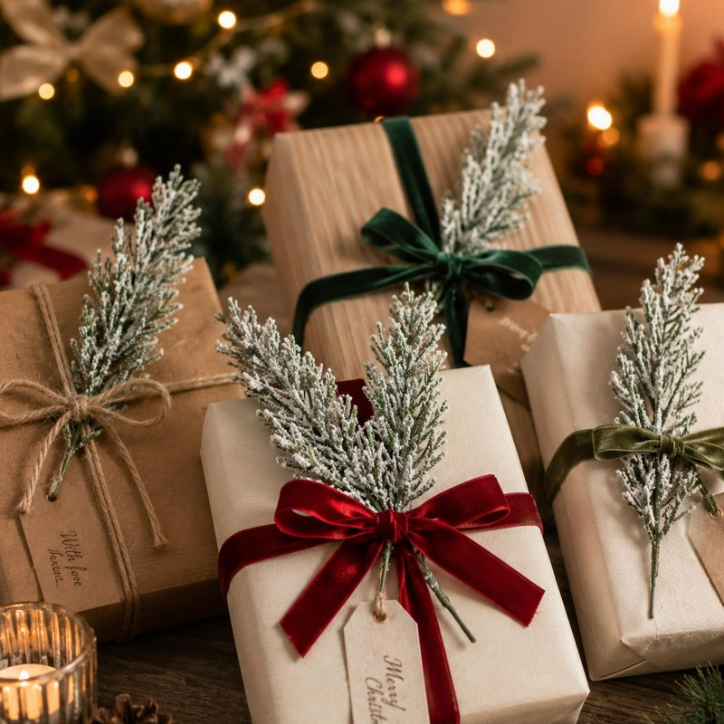 25CM 人工雪の結晶付き松の枝 クリスマス用フェイクグリー - Christmas Tree Artificial のレビューと価格