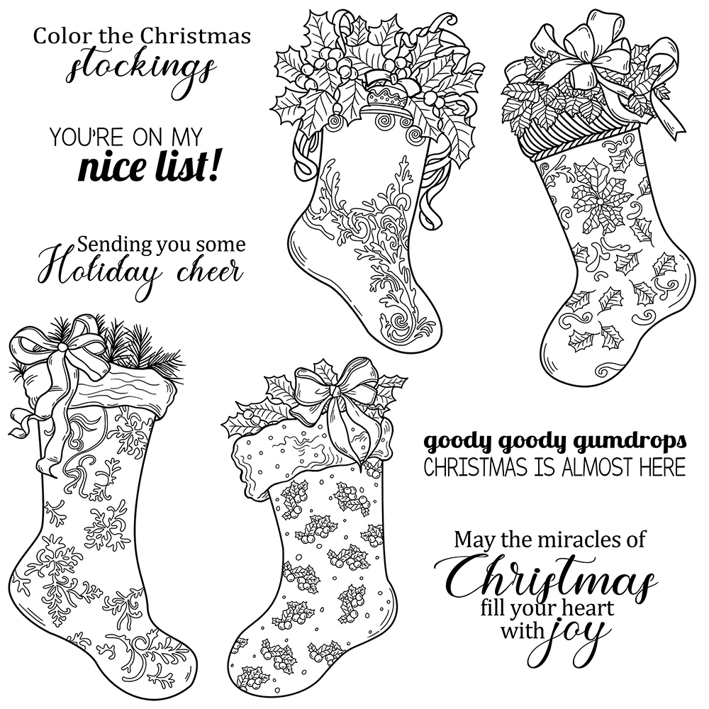 メリークリスマスのストッキング,金属,透明なスタンプ,日曜大 - Christmas Stocking Hanging のレビューと価格