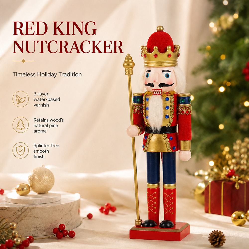 30cmの木製くるみ割り人形の置物、クリスマス卓上装飾、2個 - Nutcracker Figurine のレビューと価格
