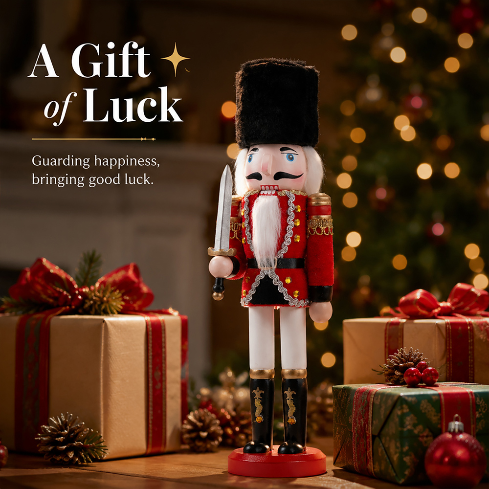 30cmの木製くるみ割り人形の置物、クリスマス卓上装飾、2個 - Nutcracker Figurine のレビューと価格