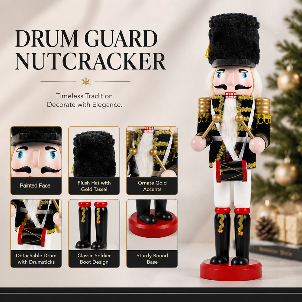 30cmの木製くるみ割り人形の置物、クリスマス卓上装飾、2個 - Nutcracker Figurine のレビューと価格