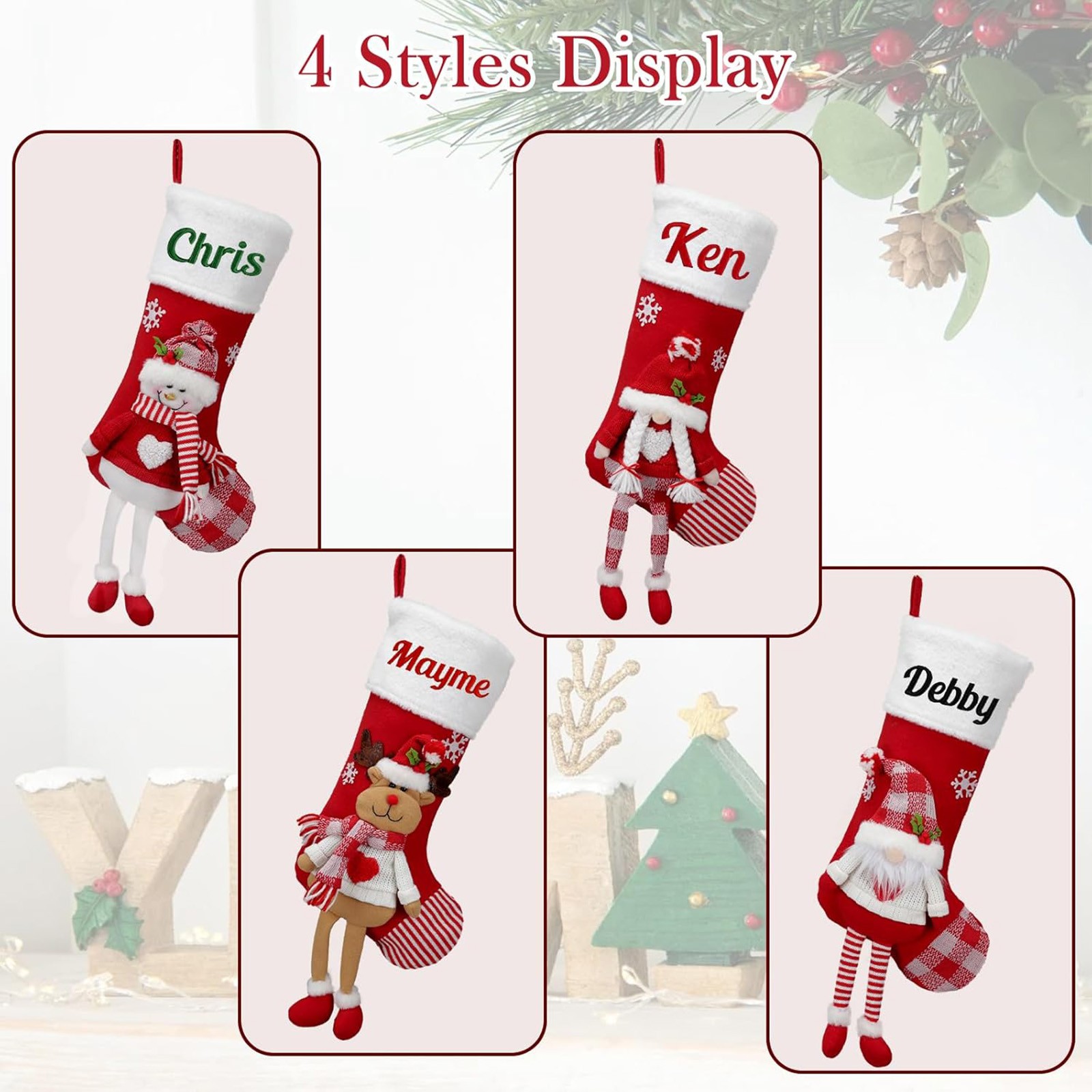 クリスマス装飾用ストッキング、クラシックなクリスマスモチーフ - Christmas Stocking Hanging のレビューと価格