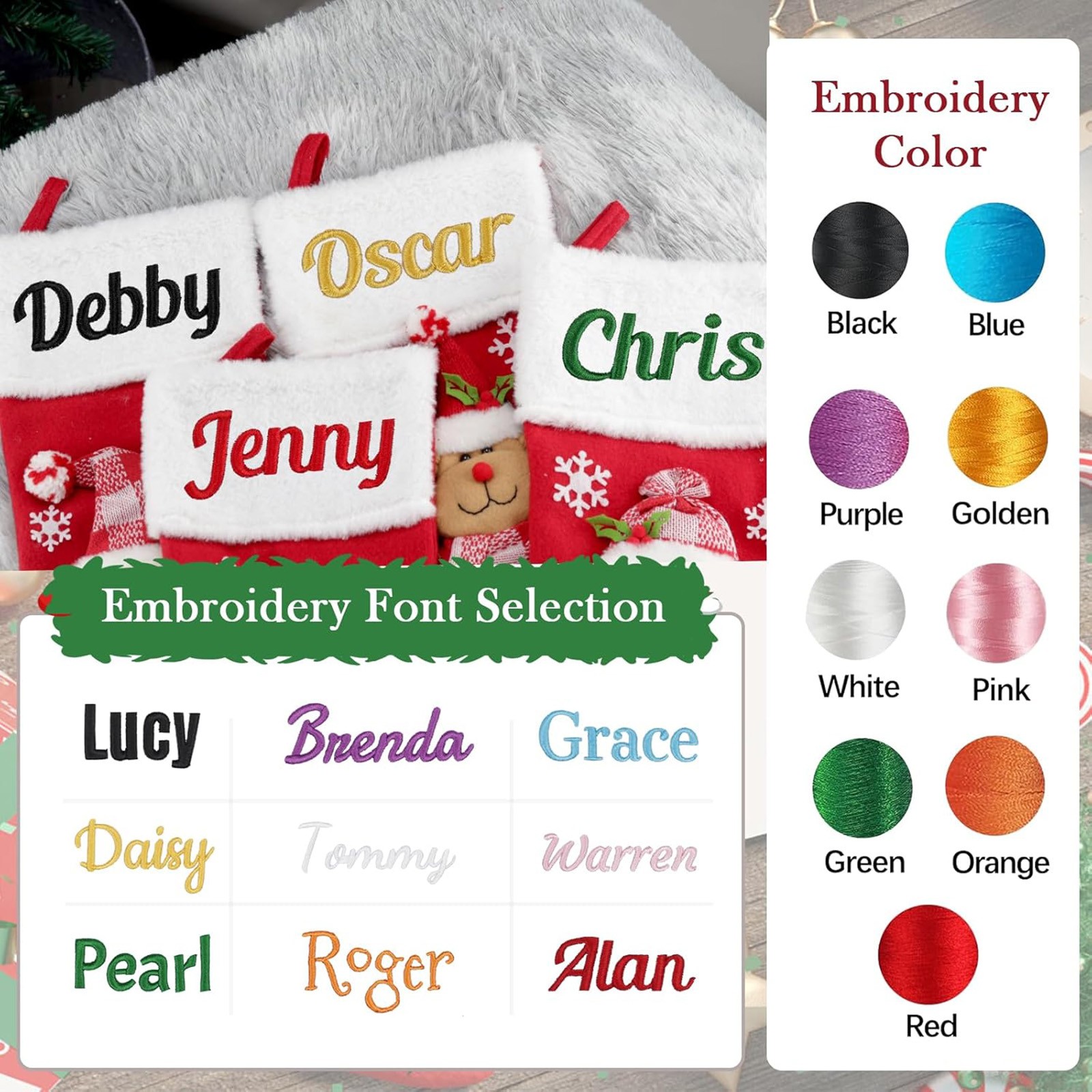 クリスマス装飾用ストッキング、クラシックなクリスマスモチーフ - Christmas Stocking Hanging のレビューと価格