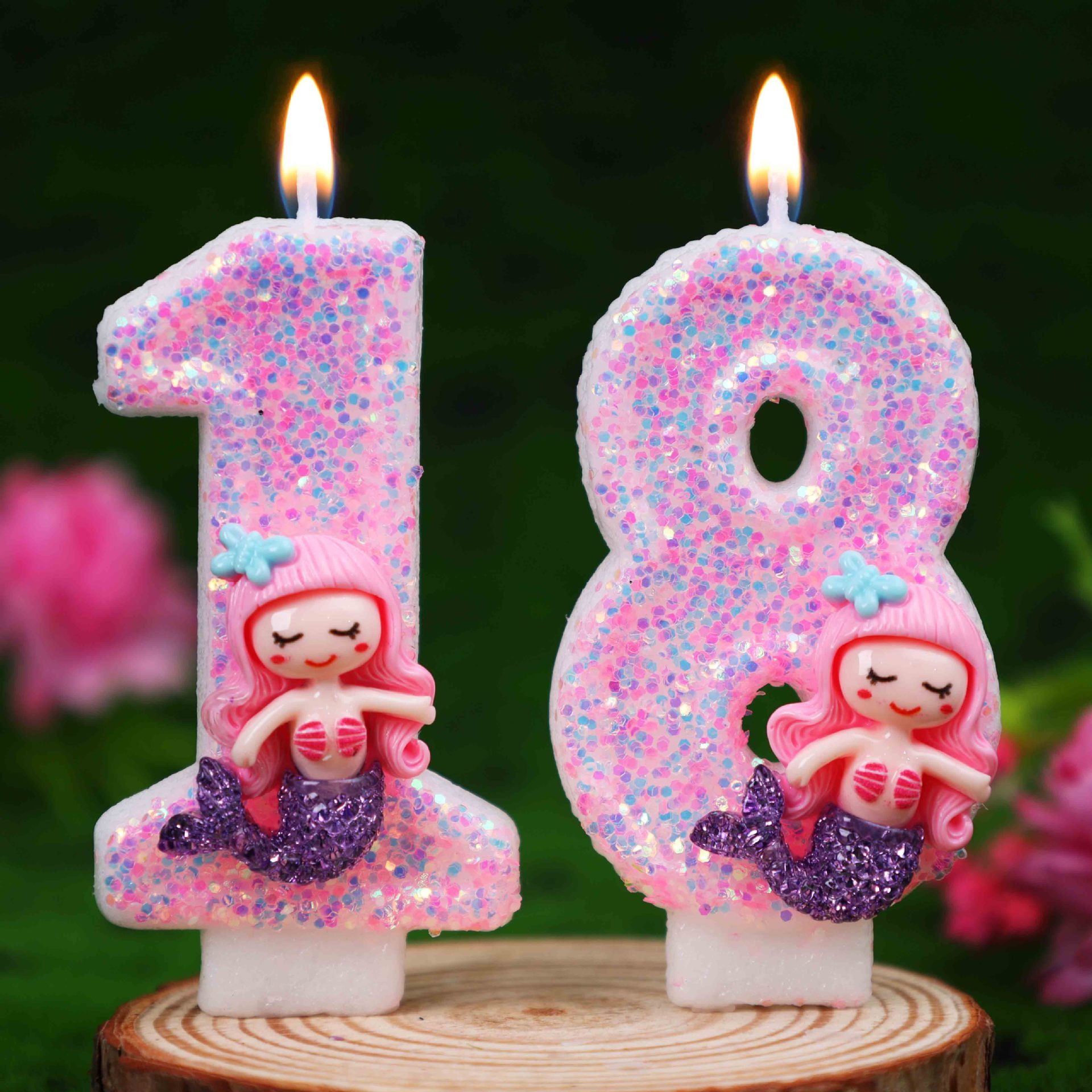 クリエイティブなピンクの人魚0-9数字バースデーキャンドル  - Holiday Candle Set のレビューと価格