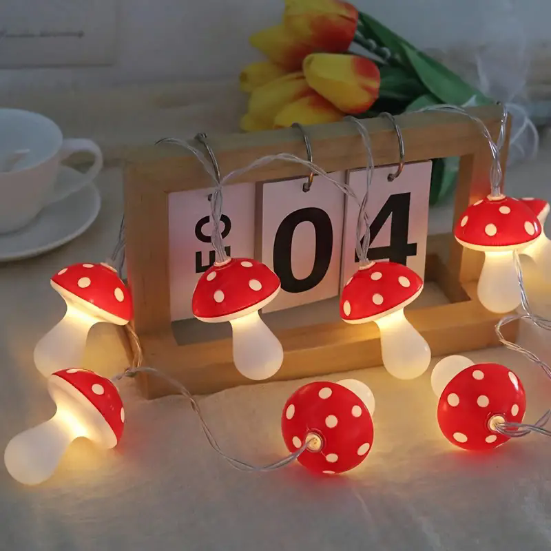 かわいい赤いキノコLEDストリングライト、10/20/40  - Led Fairy String Lights のレビューと価格
