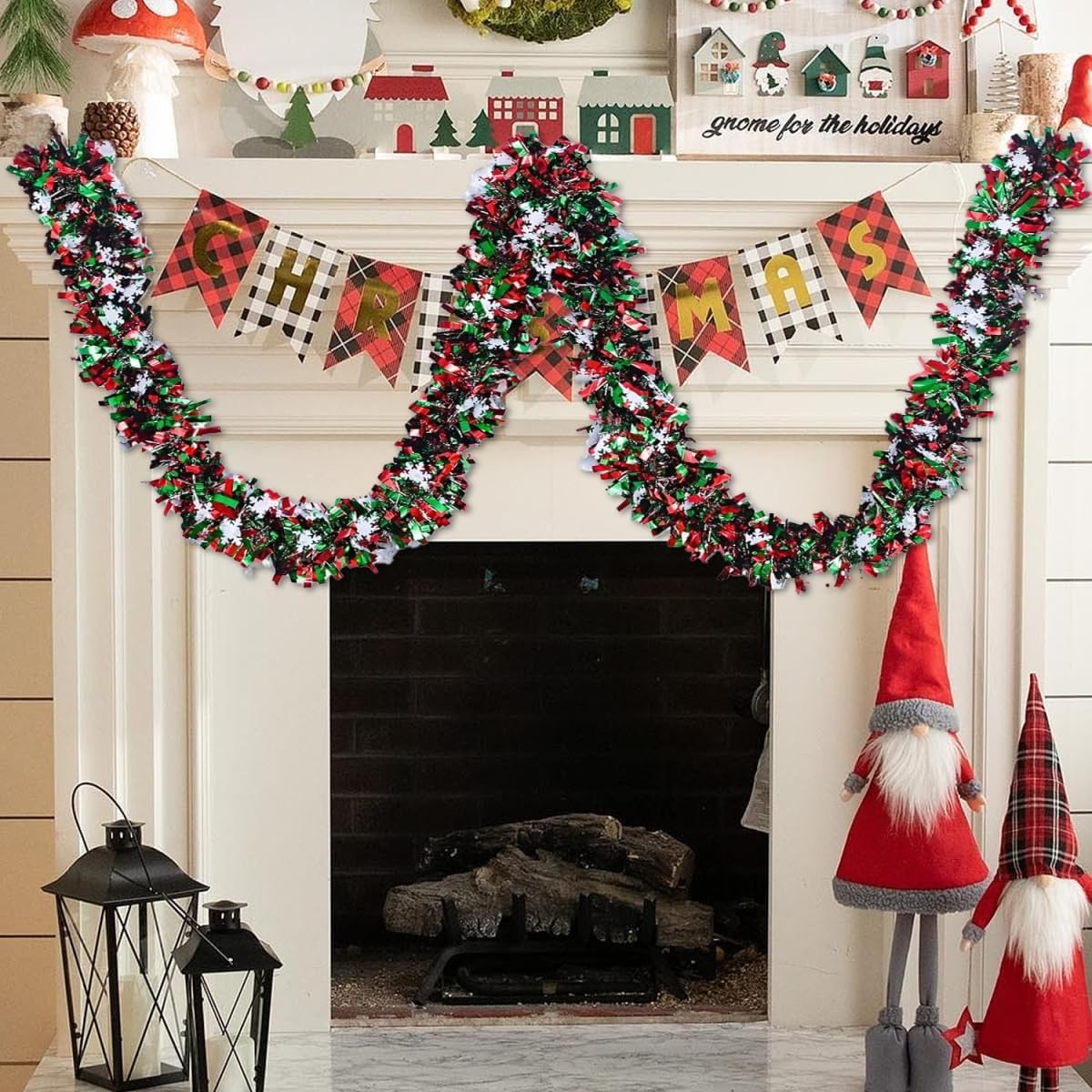 2メートルのクリスマス用ティンセルガーランド。赤と緑の輝きを - Tinsel Garland Decoration のレビューと価格