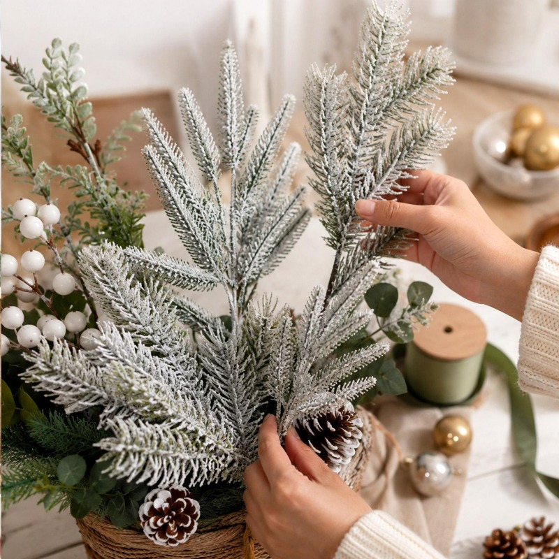 人工クリスマスパインブランチスノーパインニードルフェイクプラ - Christmas Tree Artificial のレビューと価格