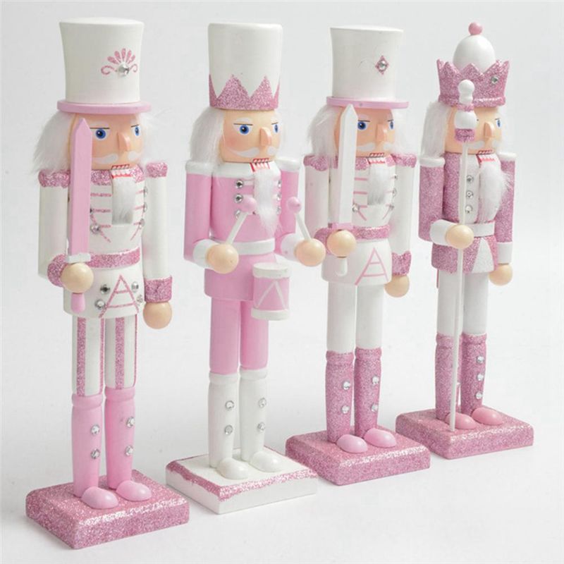 AT16 30cm ピンクの木製くるみ割り人形 白髪ラインス - Nutcracker Figurine のレビューと価格