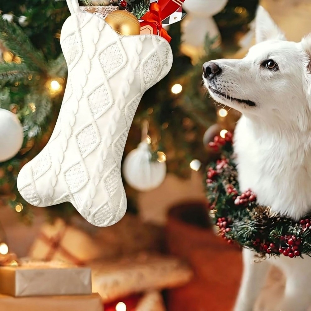 かわいらしいケーブル編みのクリスマスストッキング。大容量で、 - Christmas Stocking Hanging のレビューと価格