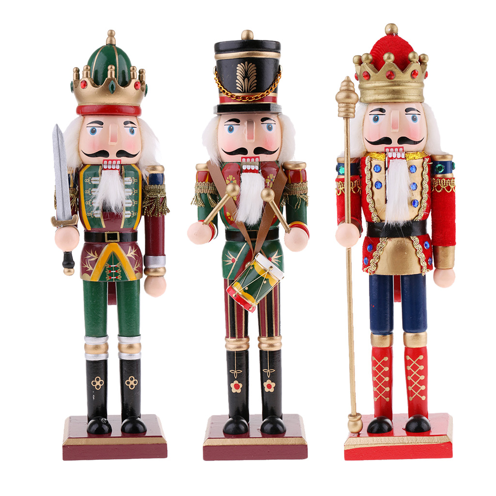 木製の置物,30cm,3個ピース/ロット,花壇,装飾品,クリ - Nutcracker Figurine のレビューと価格