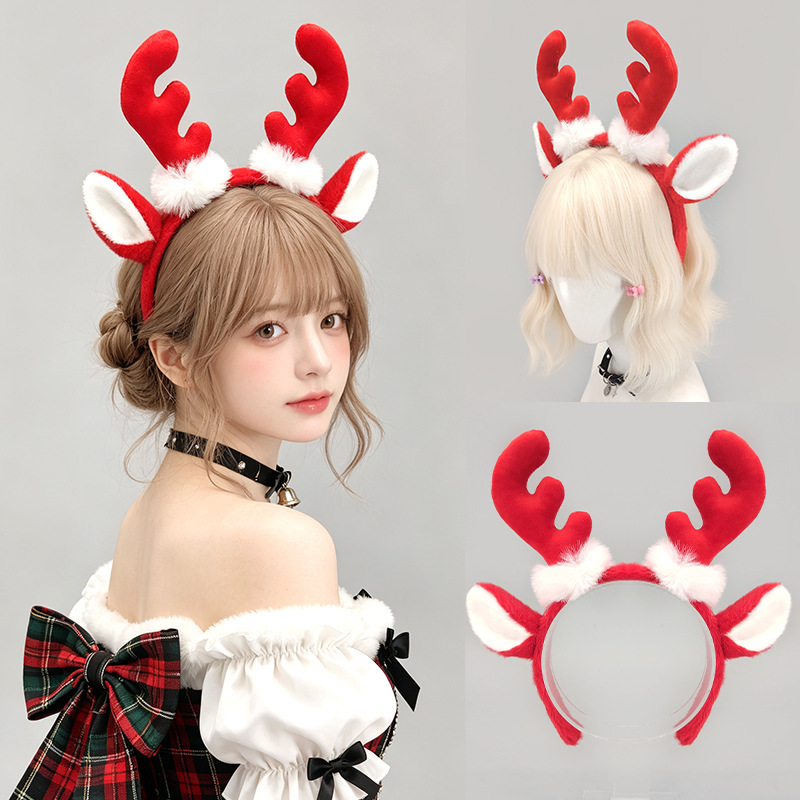 ヘッドバンド ふわふわのトナカイの角 ムースの耳 ホリデーパ - Reindeer Antlers Headband のレビューと価格