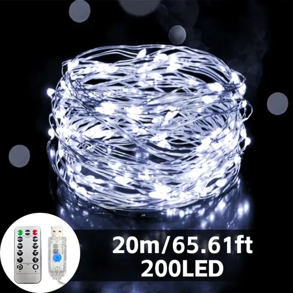 LED銅線フェアリーライト、USB電源、リモコン操作、8種類 - Led Fairy String Lights のレビューと価格